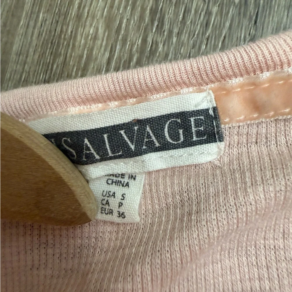 P.J. Salvage Womens Ribbed Henley Pajama Sleep Long Sleeve Pink Small
